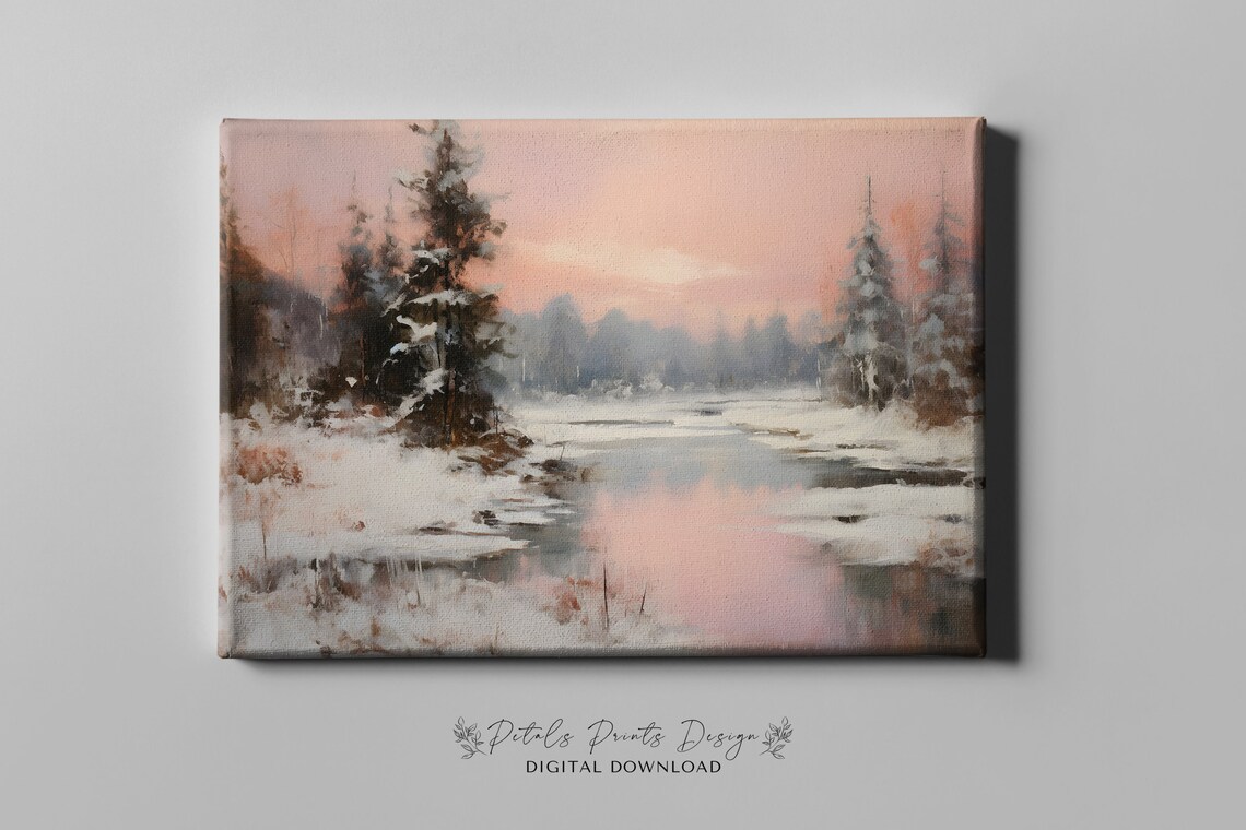 Rustic Winter Landscape, Vintage Farmhouse Art Print - Image 4