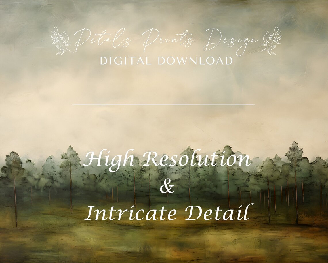 Misty Pine Forest Treeline Soft Green Watercolor Woodland Scene Poster - Image 3