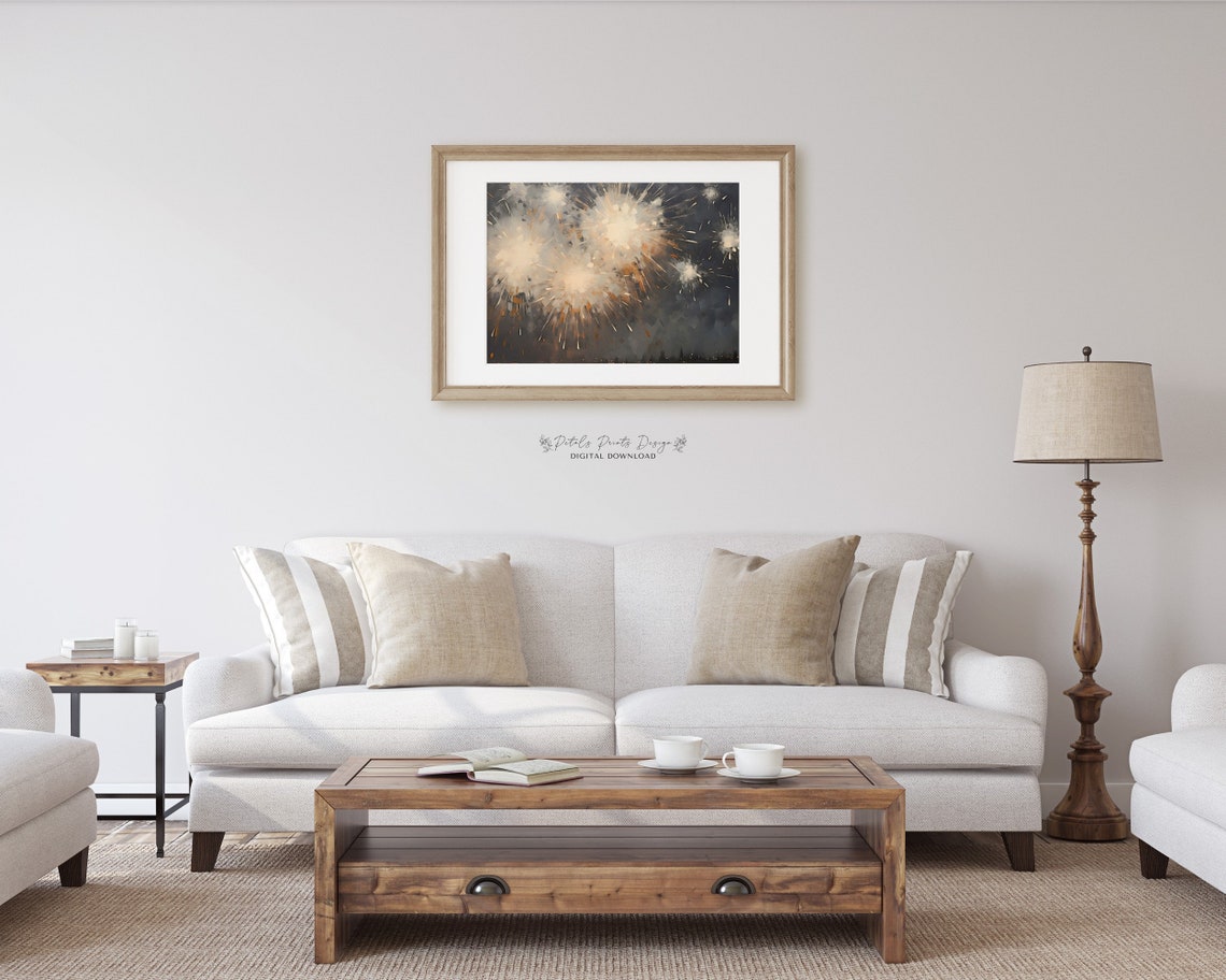 Golden Firework Bursts Abstract Dark Navy Celebration Poster - Image 2