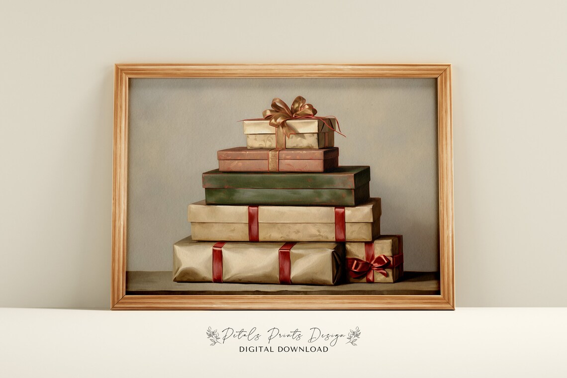 Vintage Christmas Wall Decor Present Art Print