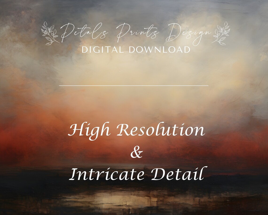 Moody Abstract Sunset Sky Dark Rust Oil Painting Style Poster - Image 3