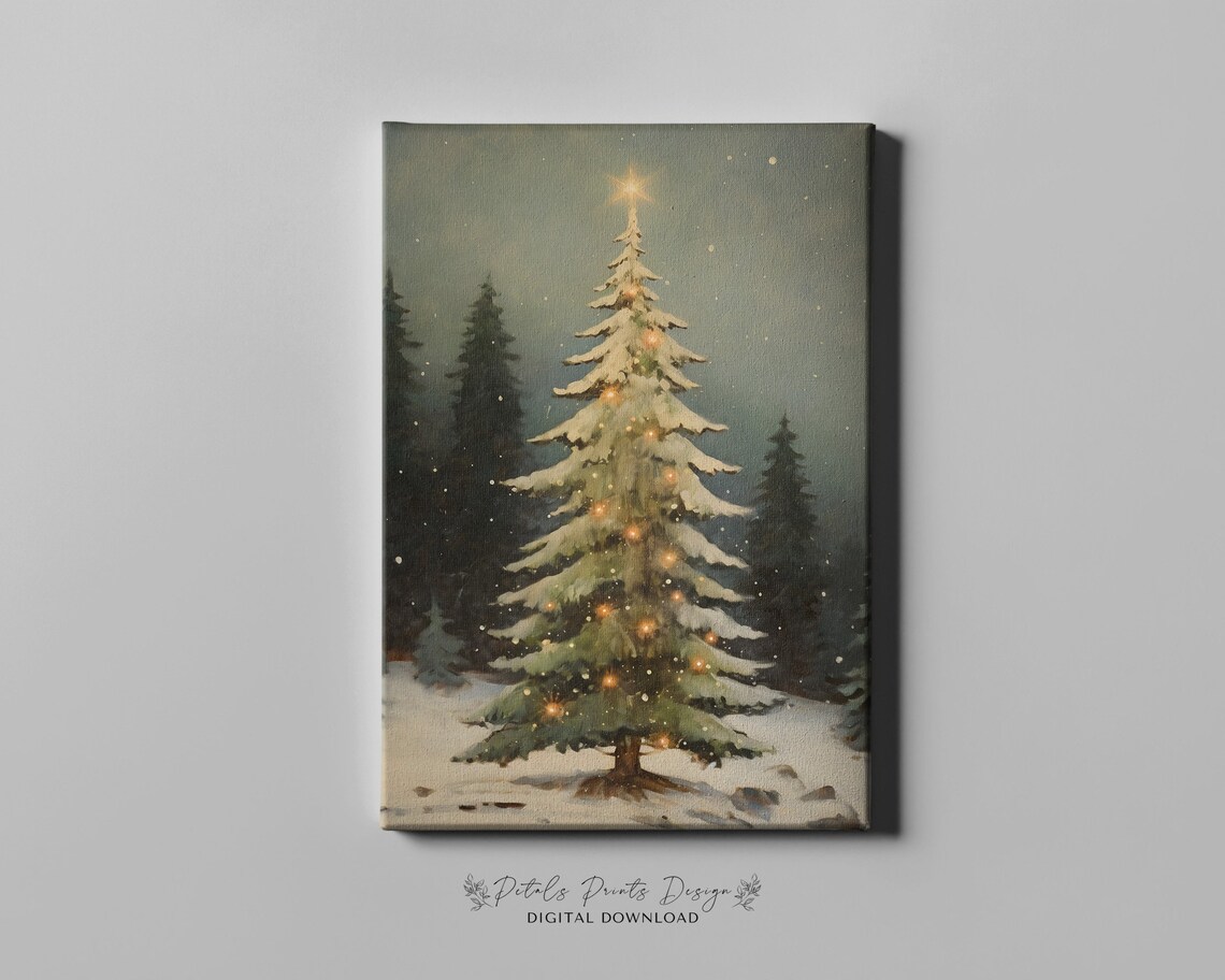 Vintage Christmas Trees Holiday Art Print - Image 4