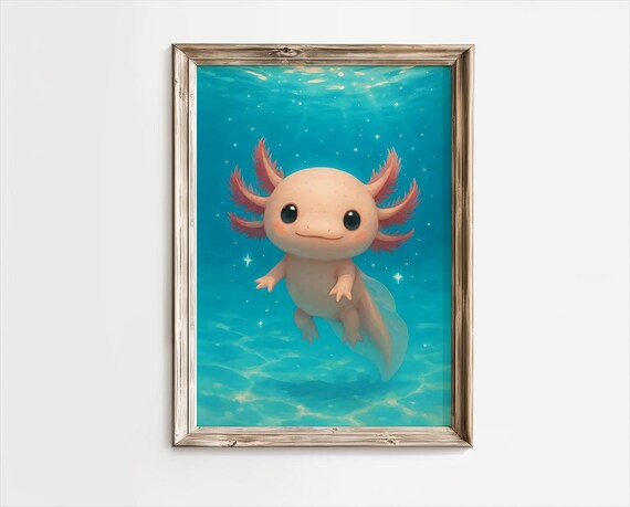Axolotl Cute Art Print, Gift For Lovers