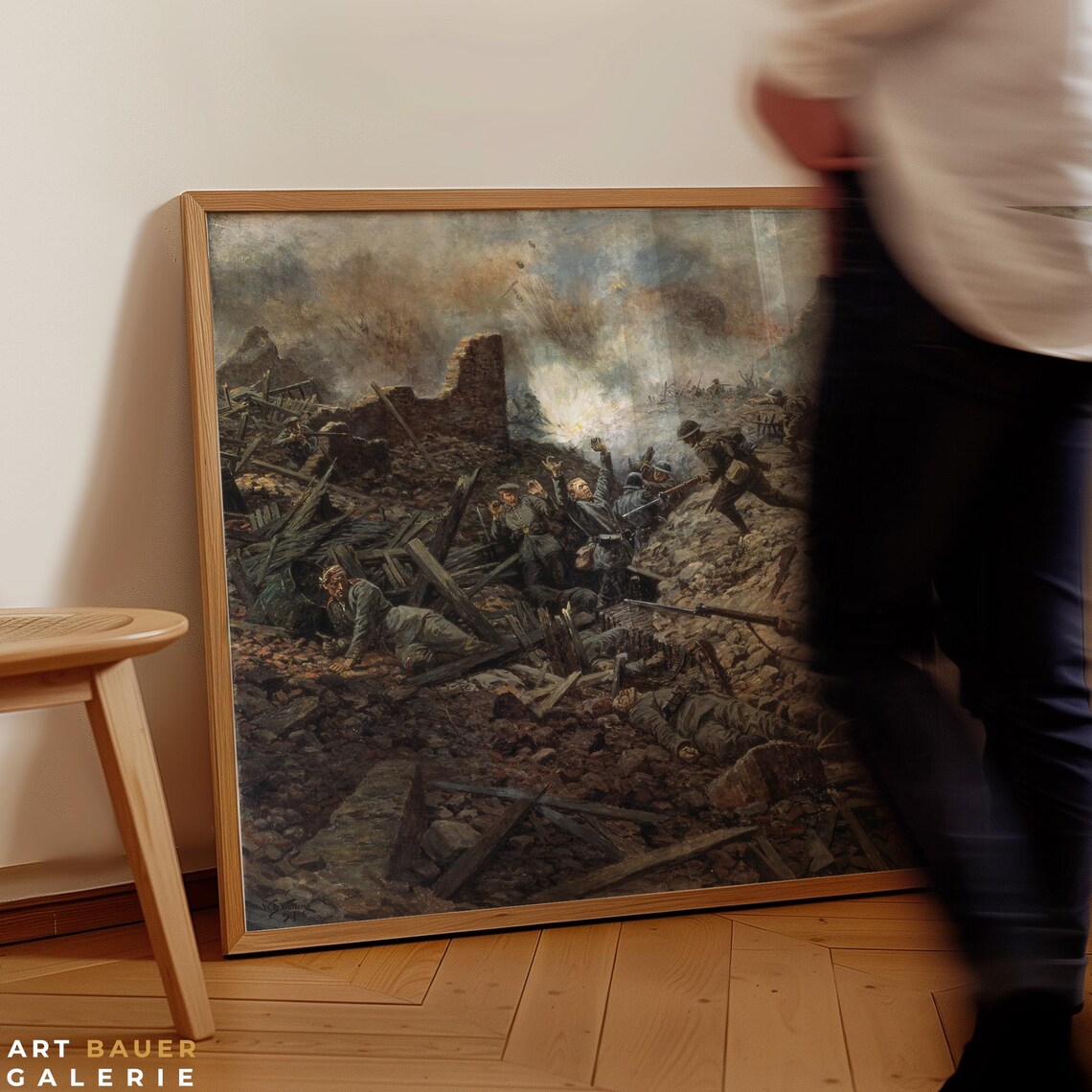 William Wollen Territorials At Pozieres 1917 WWI Battle Scene Poster - Image 3