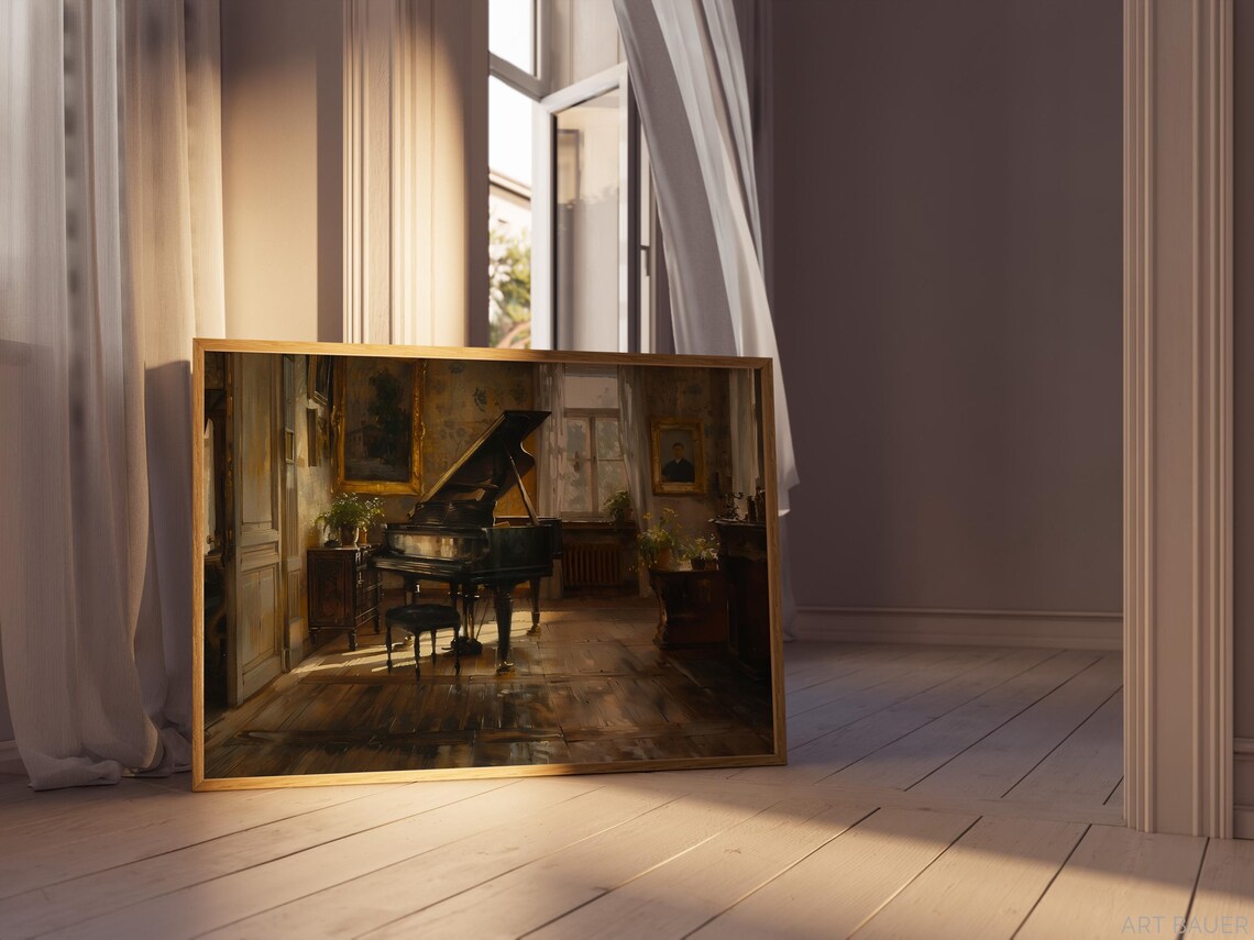 Grand Piano Sunlit Victorian Parlor Elegant Music Room Art Poster - Image 3