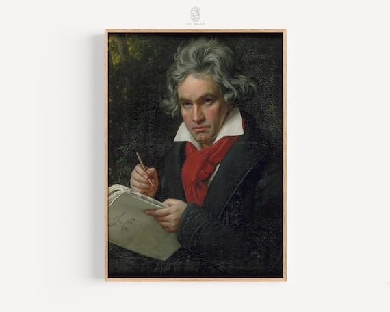 Ludwig Van Beethoven Portrait With Missa Solemnis Manuscript 1820 Poster