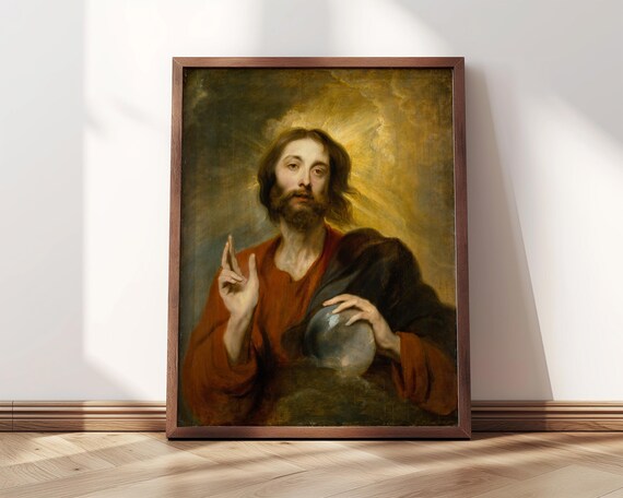 Van Dyck Salvator Mundi Christ Holding Orb Baroque Portrait Art Print