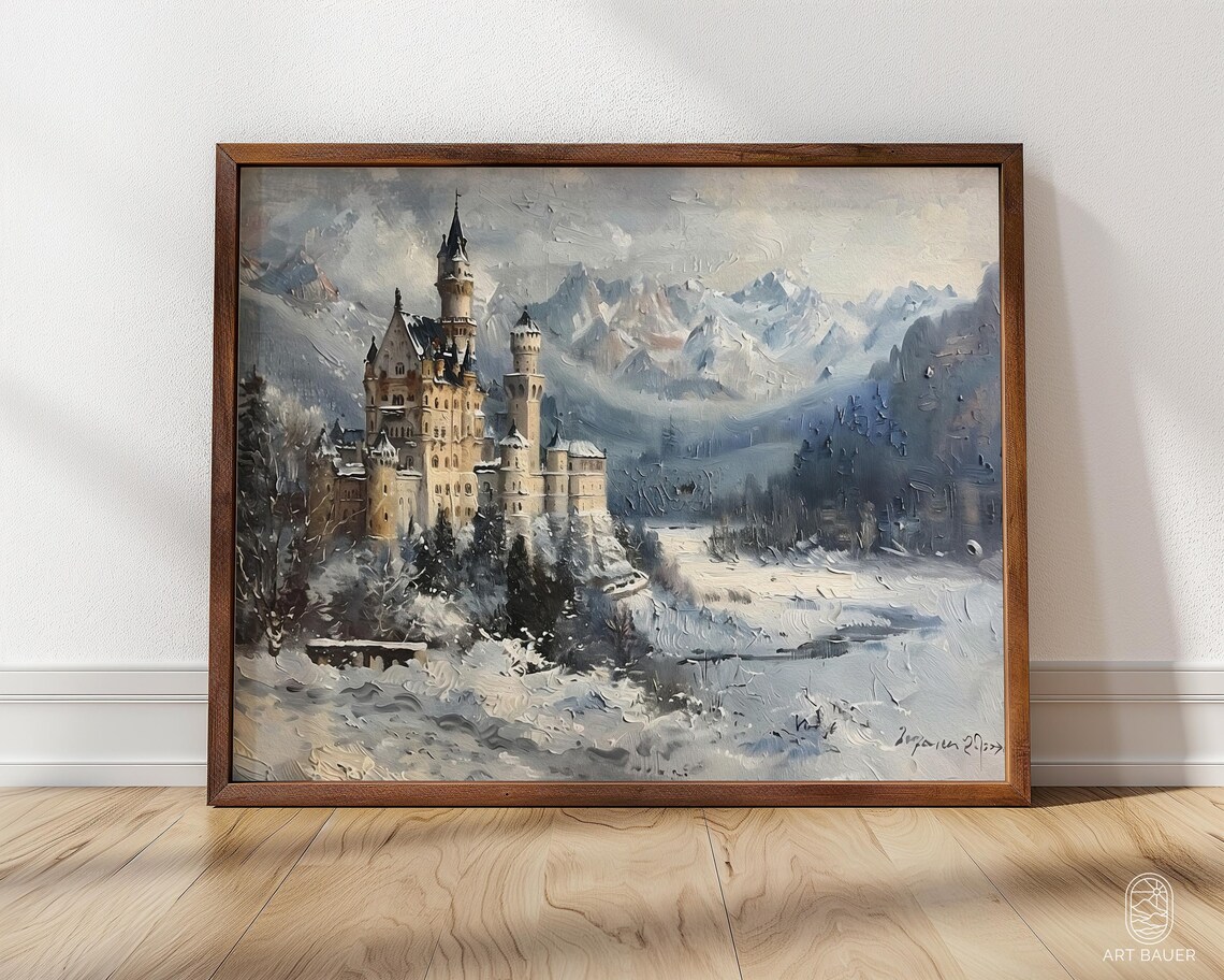 Fairytale Castle In Winter, Winter Scene Art Print - Image 4