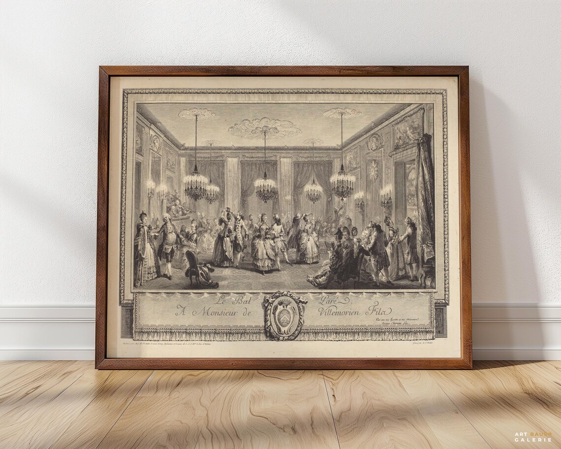 Antoine Jean Duclos Le Bal Pare Ballroom Dance Rococo French Poster