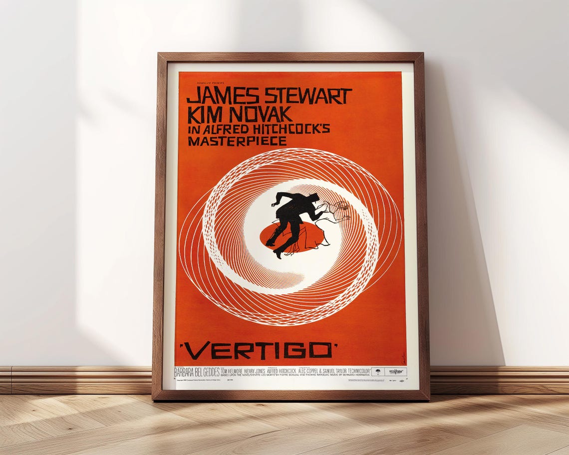 Vertigo Film Poster 1958 Iconic Movie Poster Classic Cinema Art Alfred Hitchcock Thriller Print Poster Print - Image 4