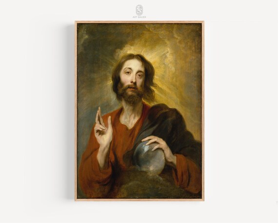 Anthony van Dyck Christ as Saviour of the World 1620 Religious Poster