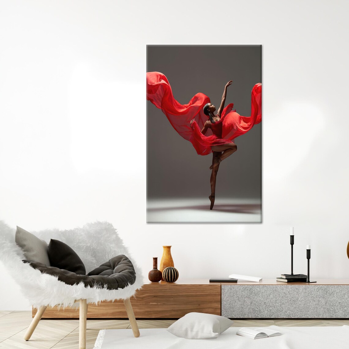 Christmas Decor Abstract Print, Black Ballerina