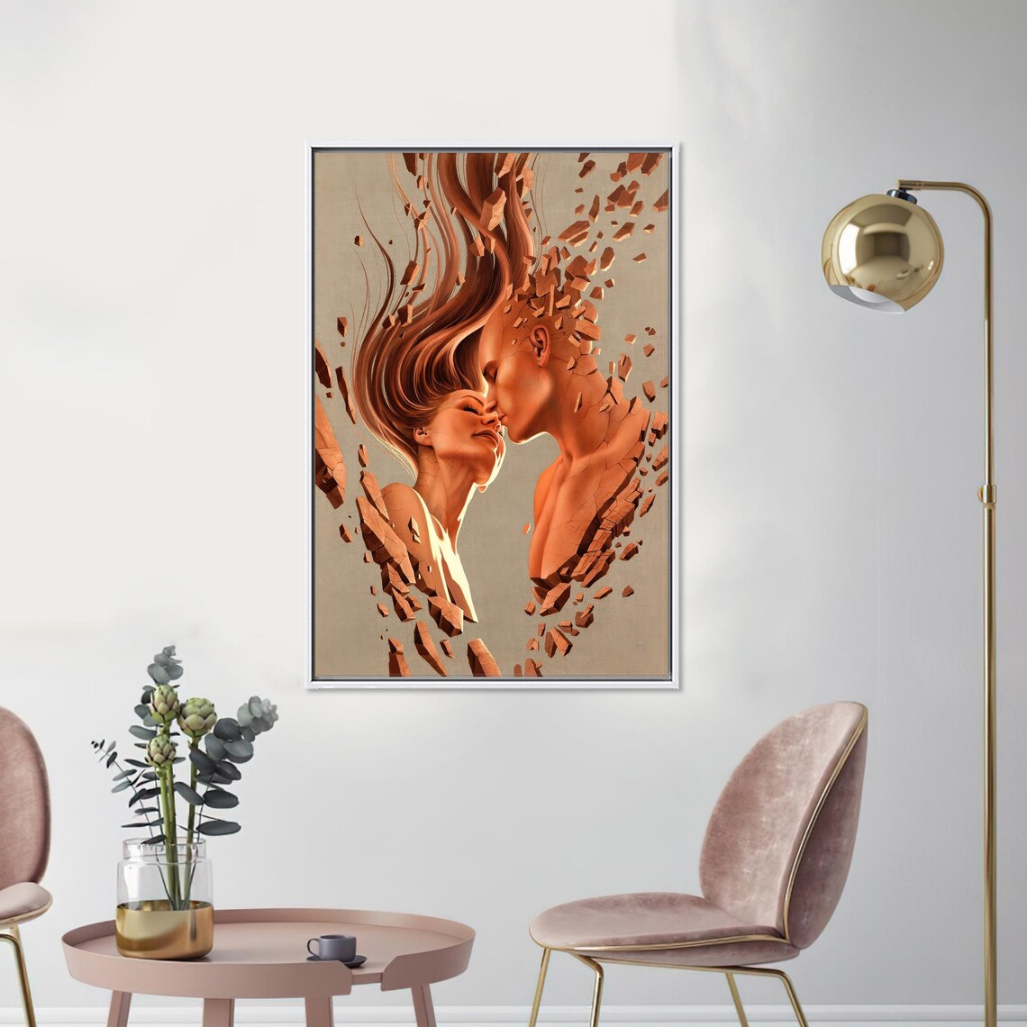Modern Art Glass 3D Abstract Couple Decor - Image 4