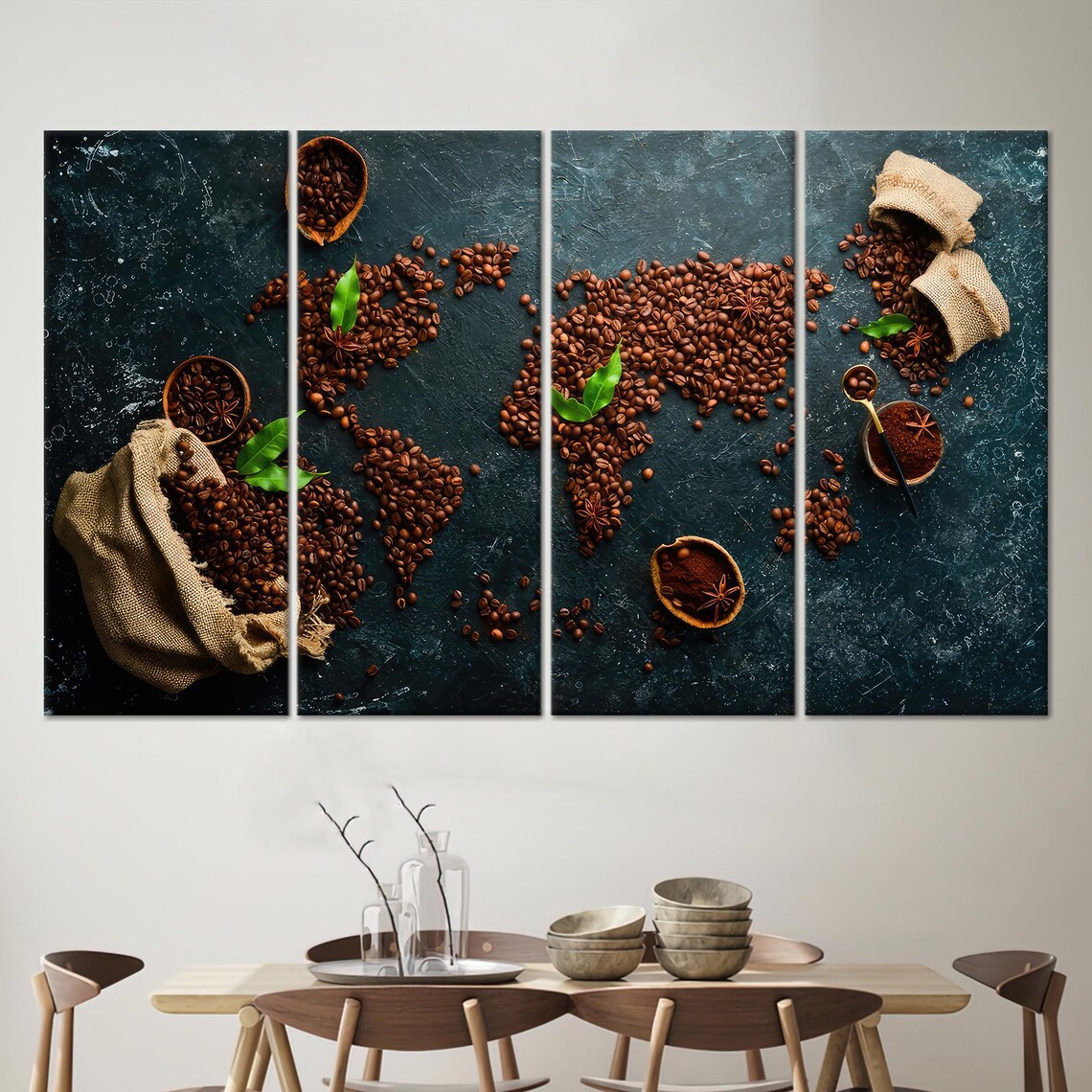 Coffee Map Art, World Map Kitchen Decor - Image 3