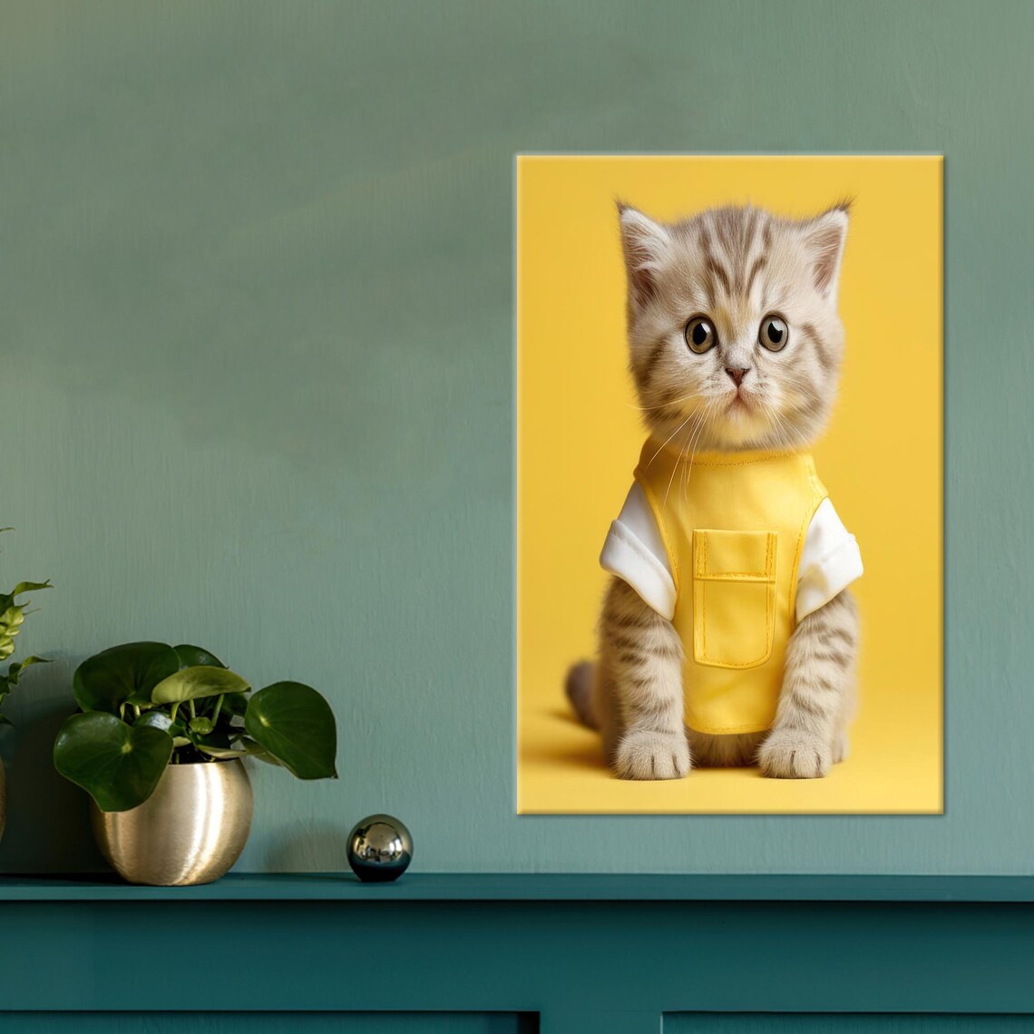 Cute Cat Modern Glass Art, Baby Room Decor
