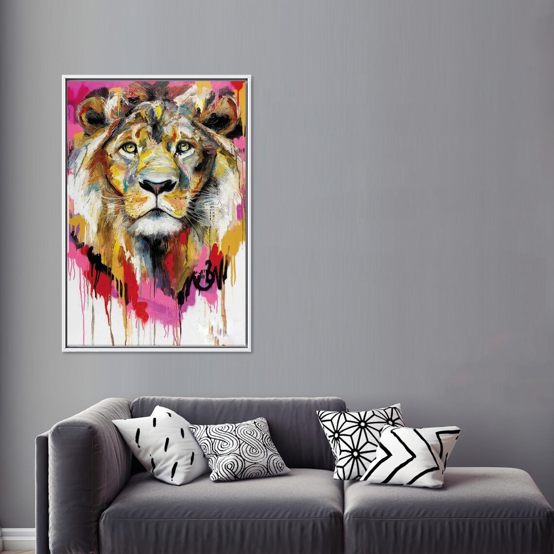 Christmas Lion Abstract Art Print, Holiday Decor - Image 4