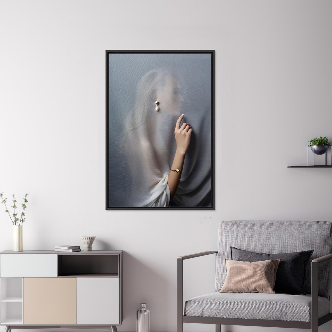 Behind Curtain Woman Decor, Abstract Modern Art - Image 3