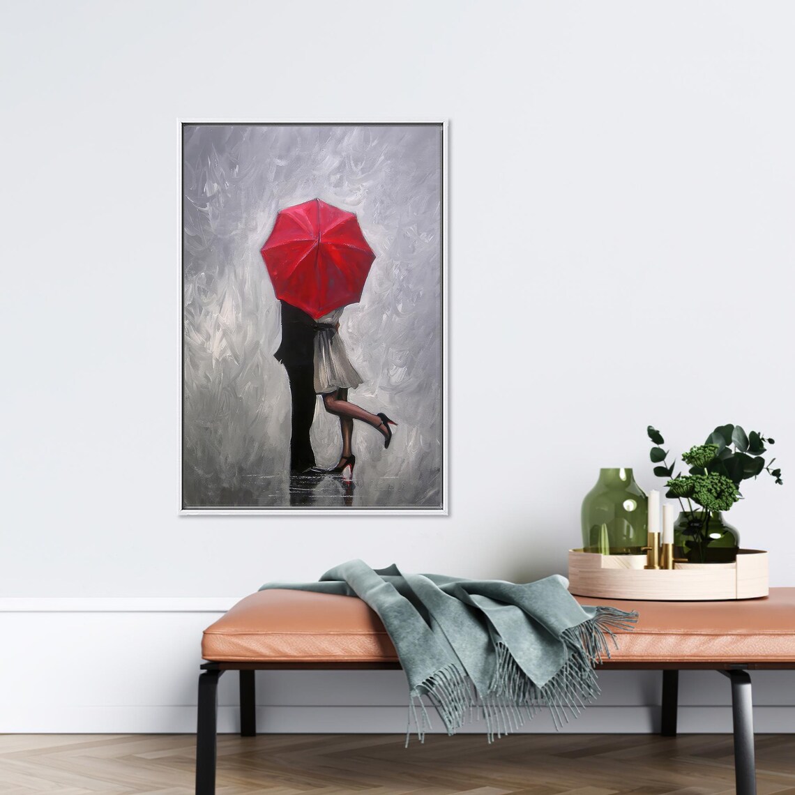 Couple With Red Umbrella, Romantic Wall Art - Image 4