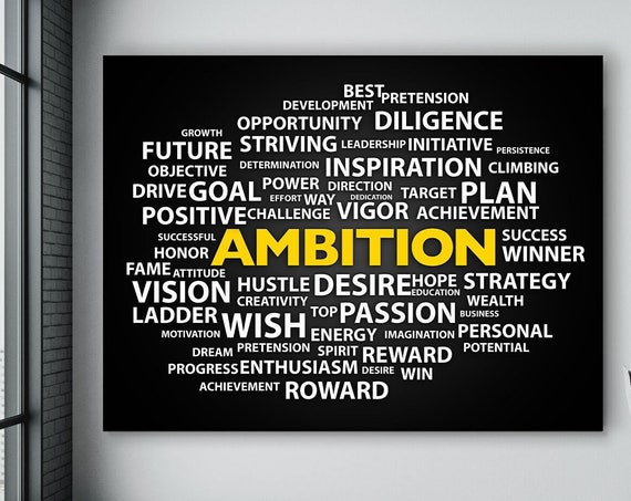 Quote Wall Art For Home Decor Ambition Word Cloud Apartment Instant Living Room Motivational Poster