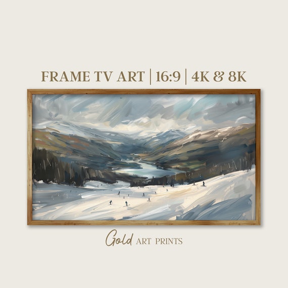Frame Tv Art Serene Meadow Alpine Ski Slopes Painting Frame Tv Perfect Wall Decor Gift 4k 8k Gap24068