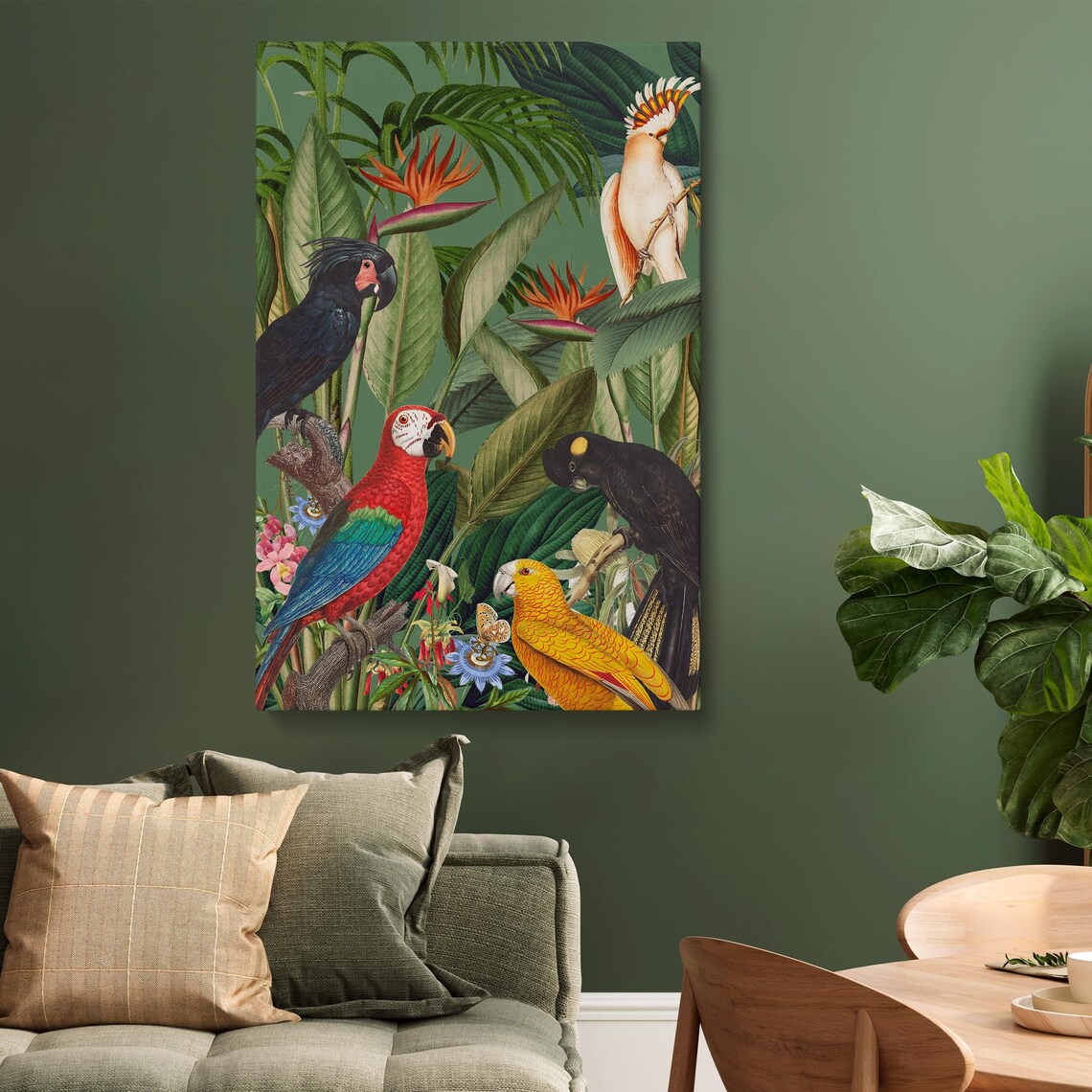 Exotic Birds Jungle Print, Tropical Parrots And Cockatoos - Image 3