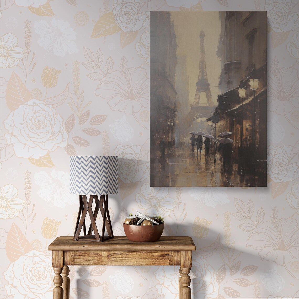 Paris Street Scene, Romantic Rainy Day Cityscape