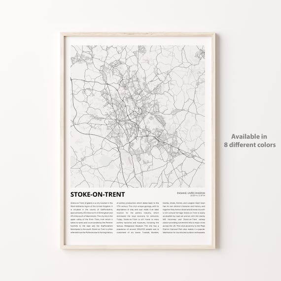 Stoke-on-Trent England Minimalist Black White City Map Art Poster