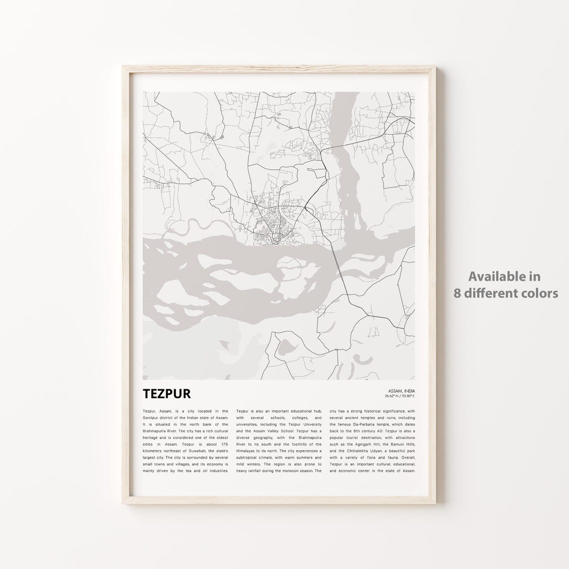 Tezpur Assam India Minimalist City Map Street Art Travel Poster
