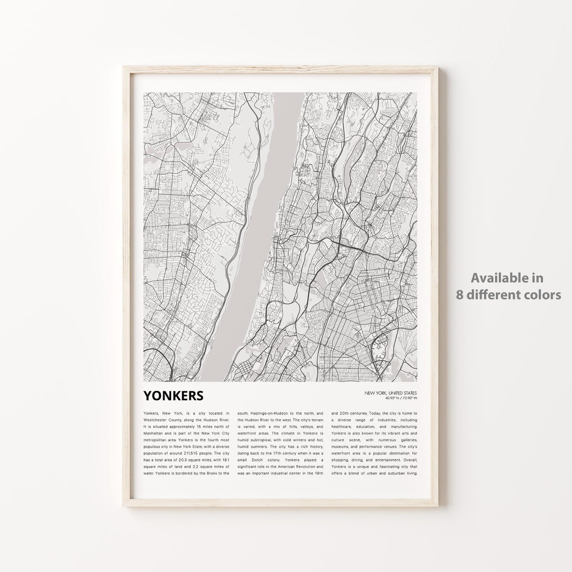 Yonkers New York City Street Map Minimalist Art Travel Poster