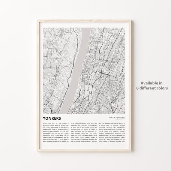 Yonkers New York City Street Map Minimalist Art Travel Poster