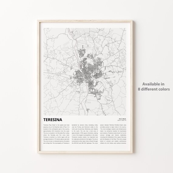 Teresina Piauí Brazil Minimalist Black White City Map Art Poster