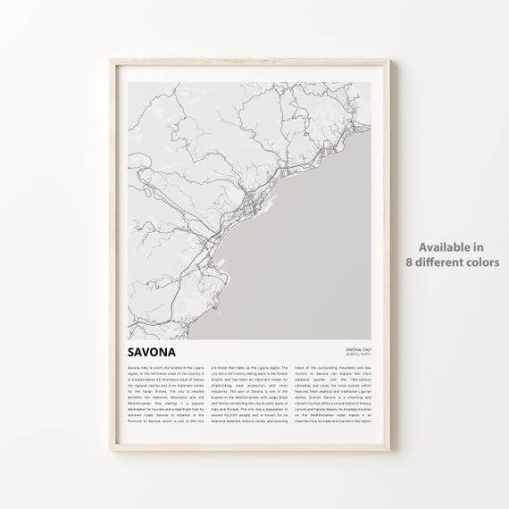 Savona Italy Ligurian Coast City Map Minimalist Line Art Poster