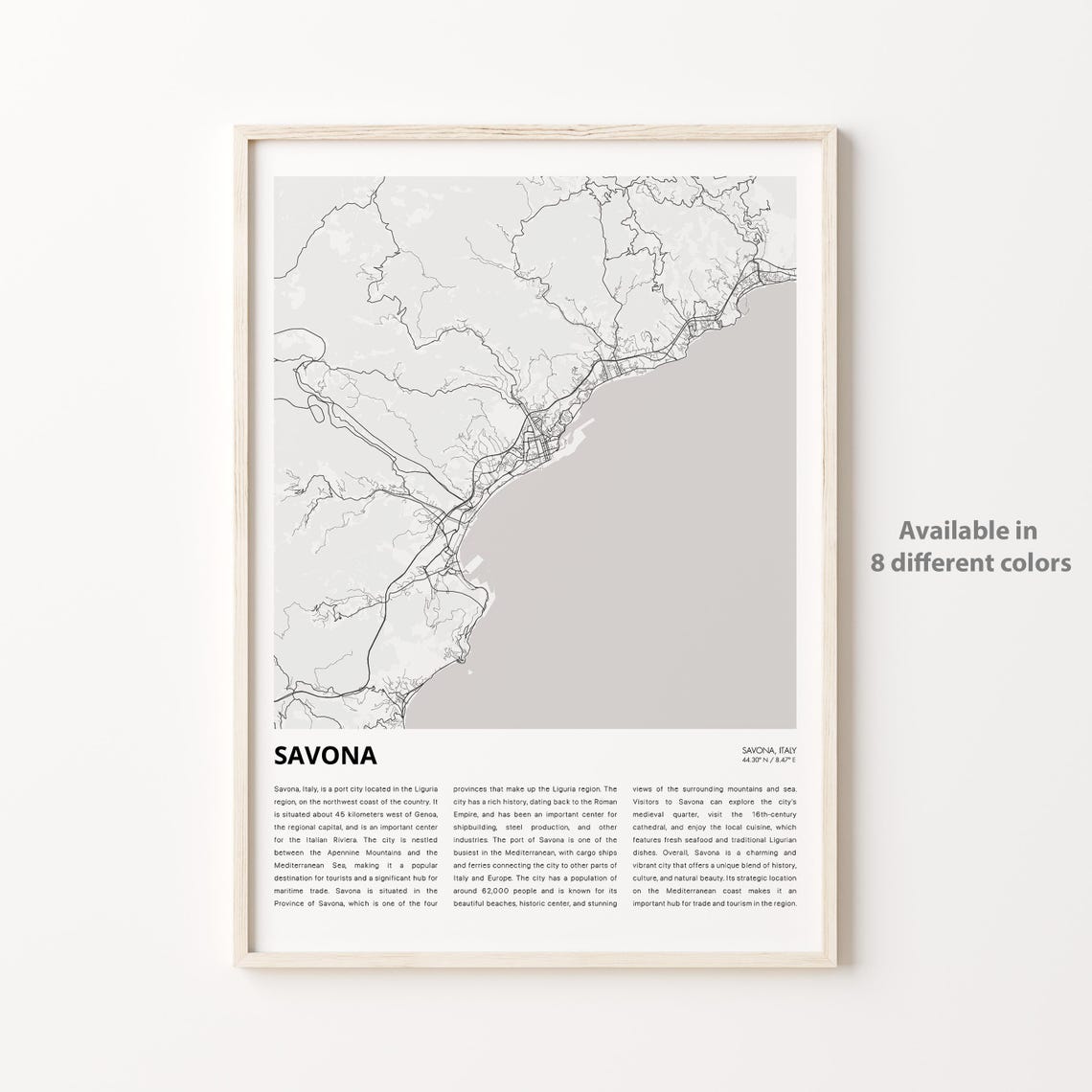 Savona Italy Ligurian Coast City Map Minimalist Line Art Poster