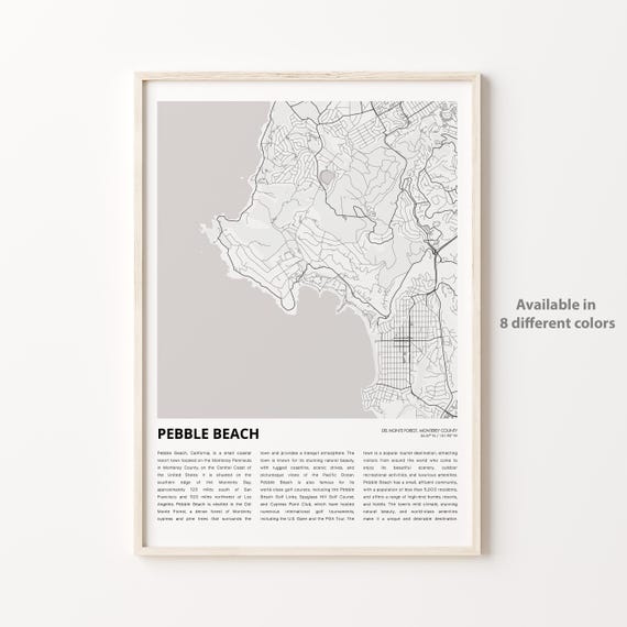 Pebble Beach California Coastal Map Minimalist Line Art Poster