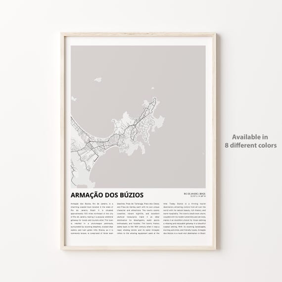 Armao Dos Bzios Map Print Travel Wall Decor Art Rio De Janeiro