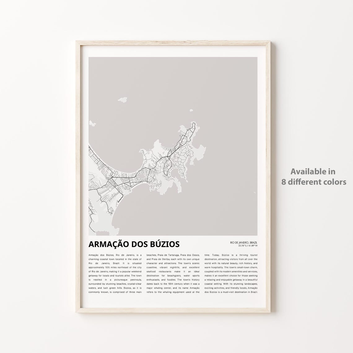 Armao Dos Bzios Map Print Travel Wall Decor Art Rio De Janeiro