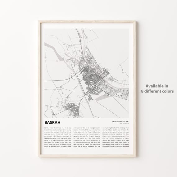 Basrah Map Print Travel Wall Decor Art Basra Governorate Housewarming Gift Personalized Poster