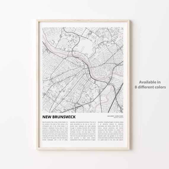 New Brunswick Map Print Travel Wall Decor Art Jersey Housewarming Gift