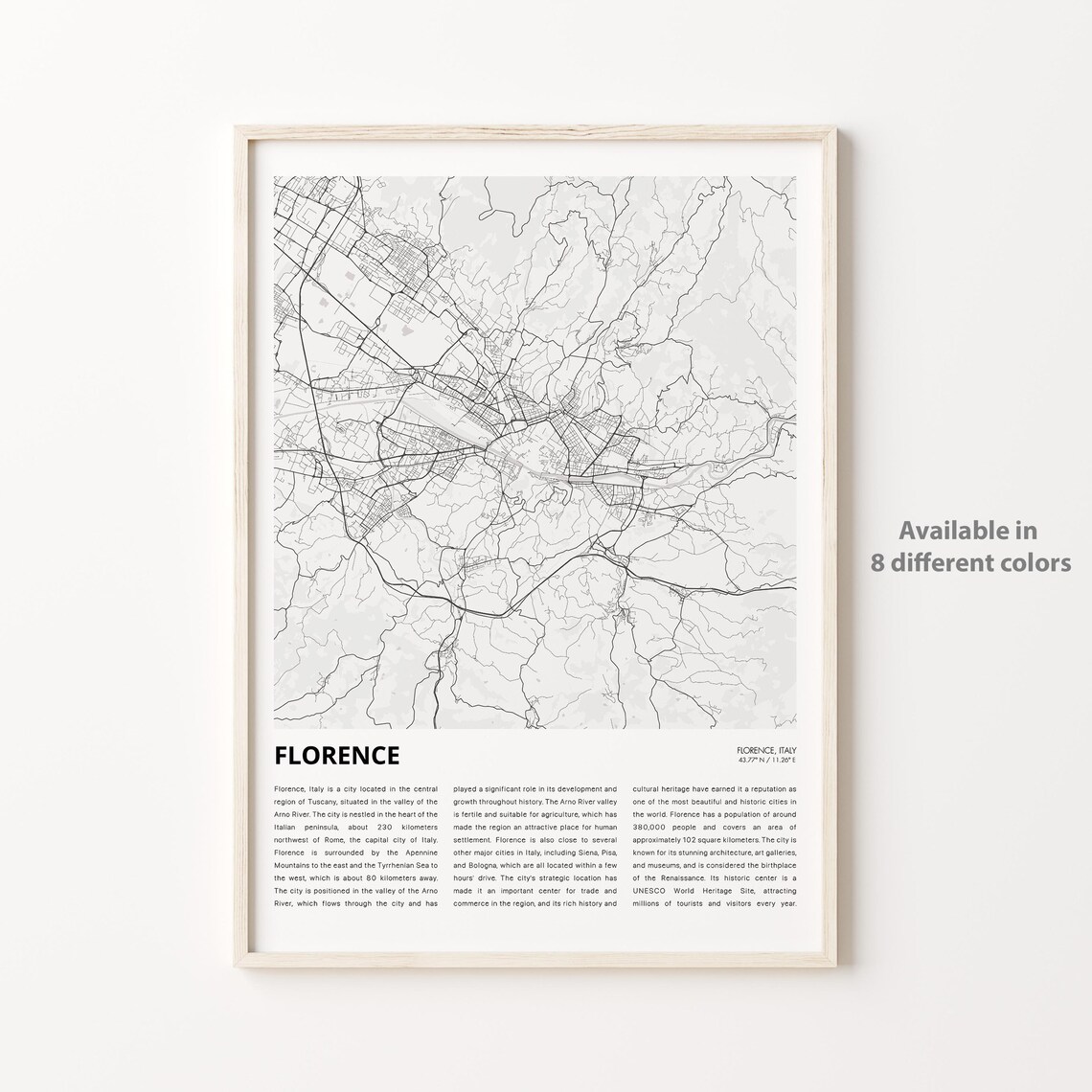 Elegant Florence Italy City Map Minimalist Travel Art Poster