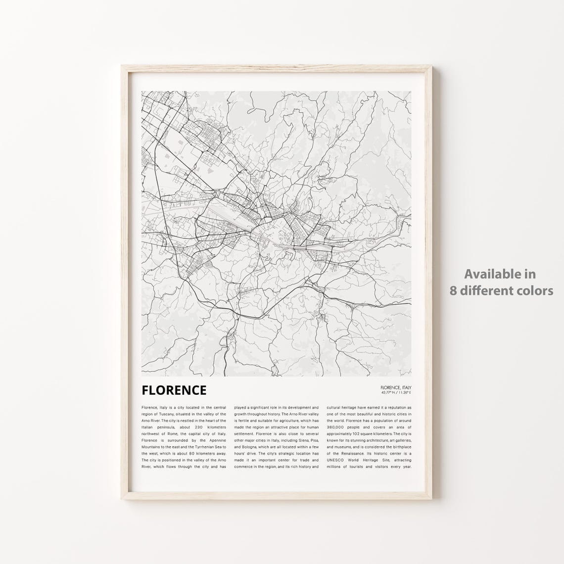 Florence Map Print Travel Wall Decor Art Housewarming Gift
