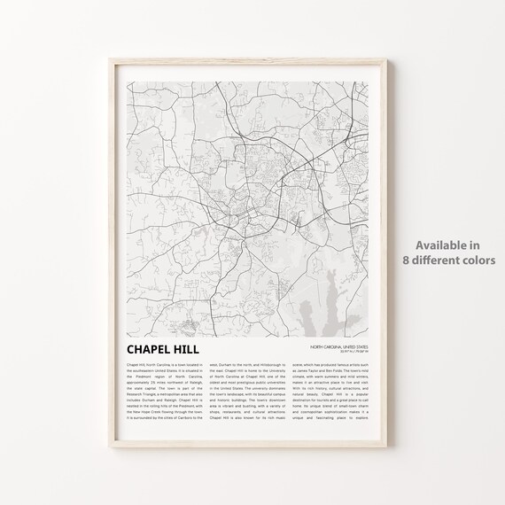 Chapel Hill North Carolina Minimalist City Map Travel Poster