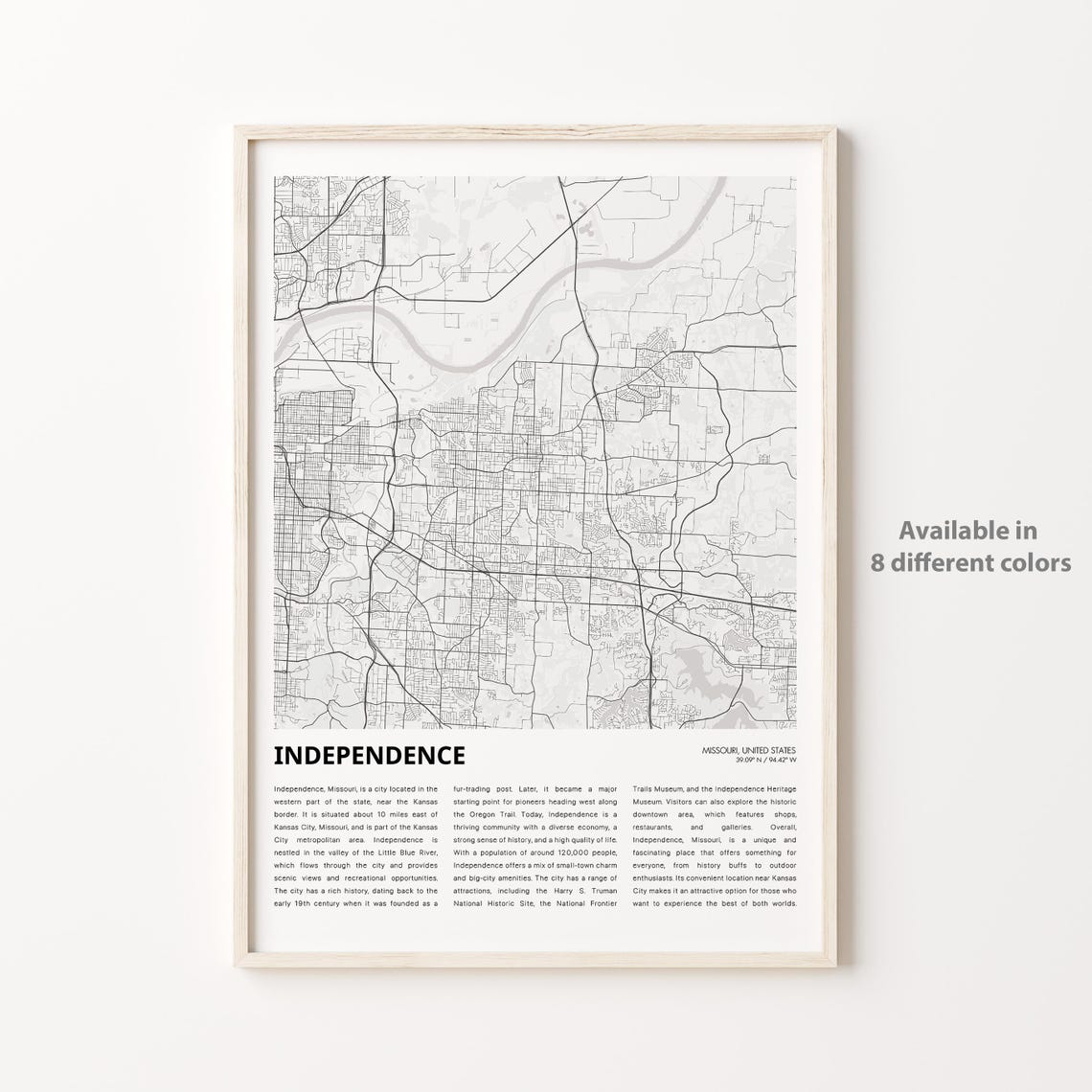 Independence Map Print Travel Wall Decor Art Missouri Housewarming Gift