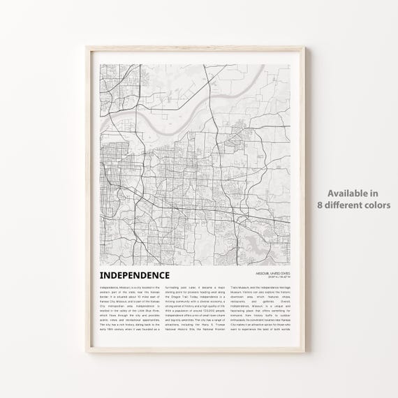 Independence Map Print Travel Wall Decor Art Missouri Housewarming Gift