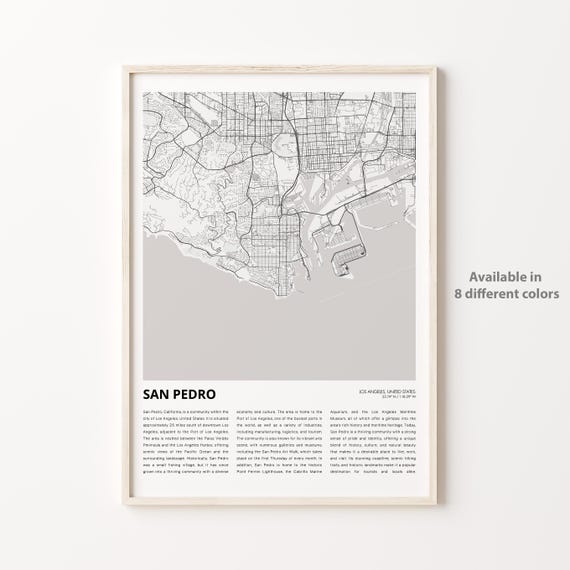 San Pedro Los Angeles City Map Minimalist Modern Poster Artwork