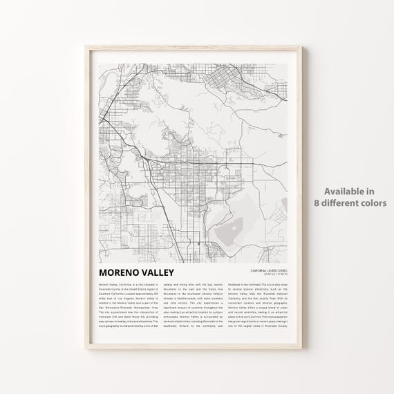 Moreno Valley Map Print Travel Wall Decor Art Housewarming Gift