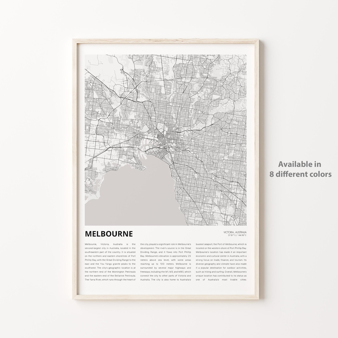 Melbourne Victoria Australia Minimalist City Street Map Poster