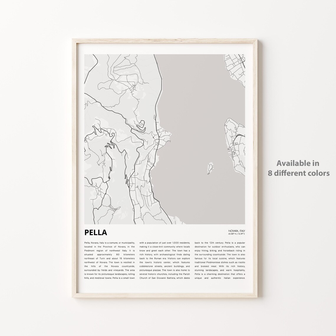 Pella Novara Italy Detailed Minimalist City Map Street Plan Poster