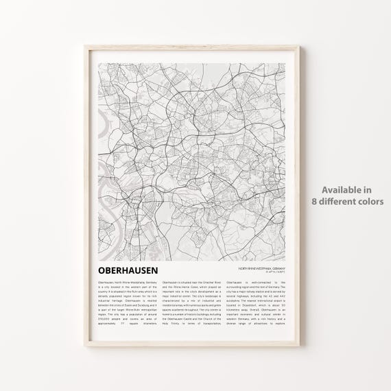 Oberhausen Germany City Map Poster Modern Minimalist Travel Decor