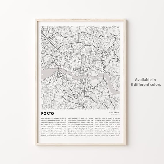 Porto Map Travel Poster, Housewarming Gift
