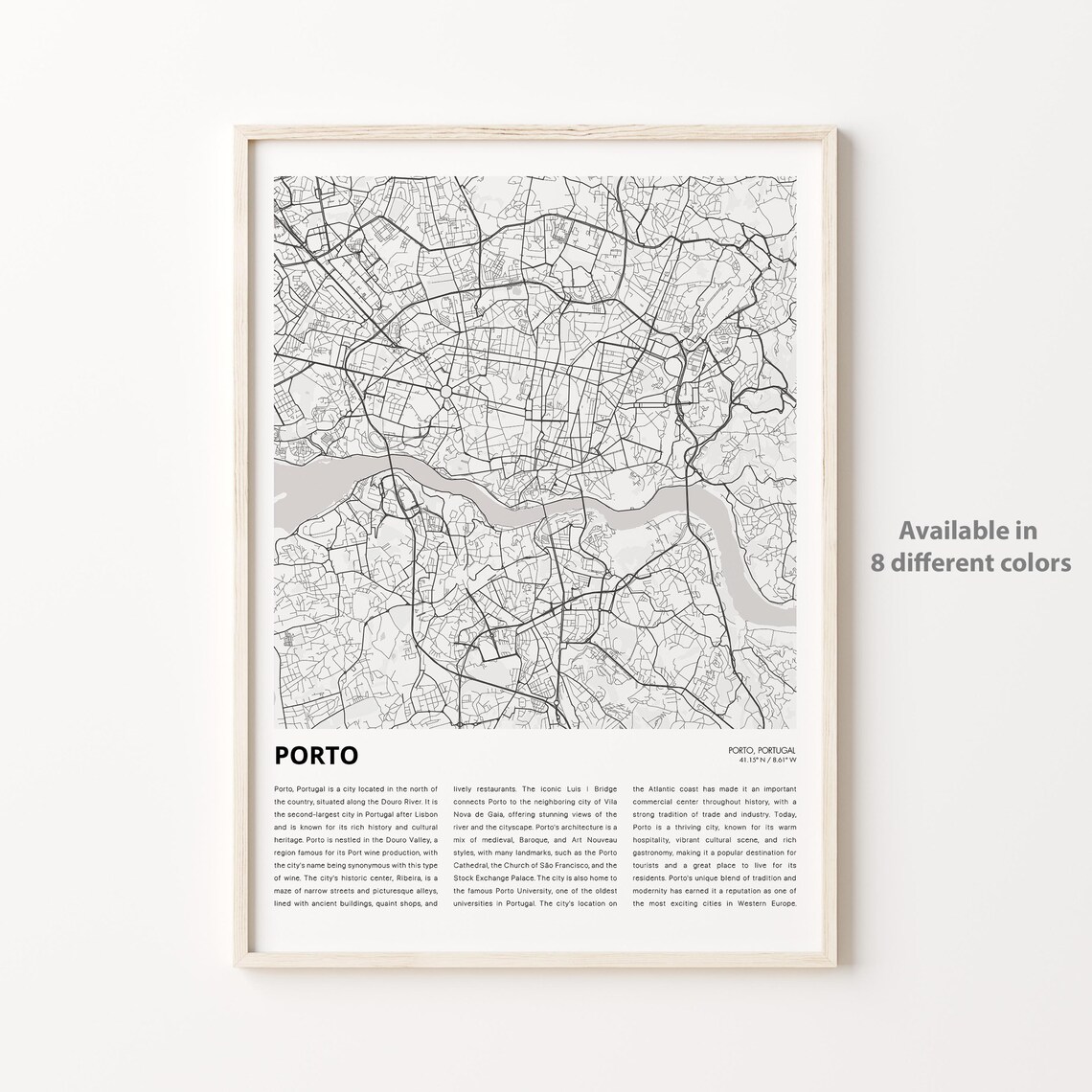 Porto Map Travel Poster, Housewarming Gift